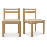 Finn Natural Solid Oak and Paper Rope Armless Dining Chair – Set Of Two Dining Chairs LOOMLAN By Moe's Home