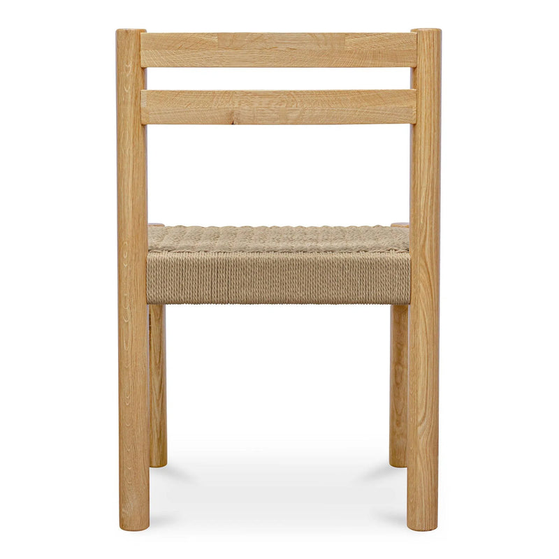 Finn Natural Solid Oak and Paper Rope Armless Dining Chair – Set Of Two Dining Chairs LOOMLAN By Moe's Home