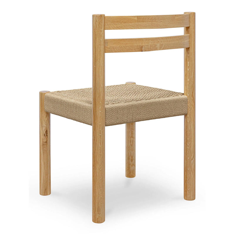 Finn Natural Solid Oak and Paper Rope Armless Dining Chair – Set Of Two Dining Chairs LOOMLAN By Moe's Home