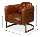 Finn Steel and Leather Brown Arm Club Chair Club Chairs LOOMLAN By Sarreid