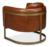 Finn Steel and Leather Brown Arm Club Chair Club Chairs LOOMLAN By Sarreid