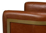 Finn Steel and Leather Brown Arm Club Chair Club Chairs LOOMLAN By Sarreid