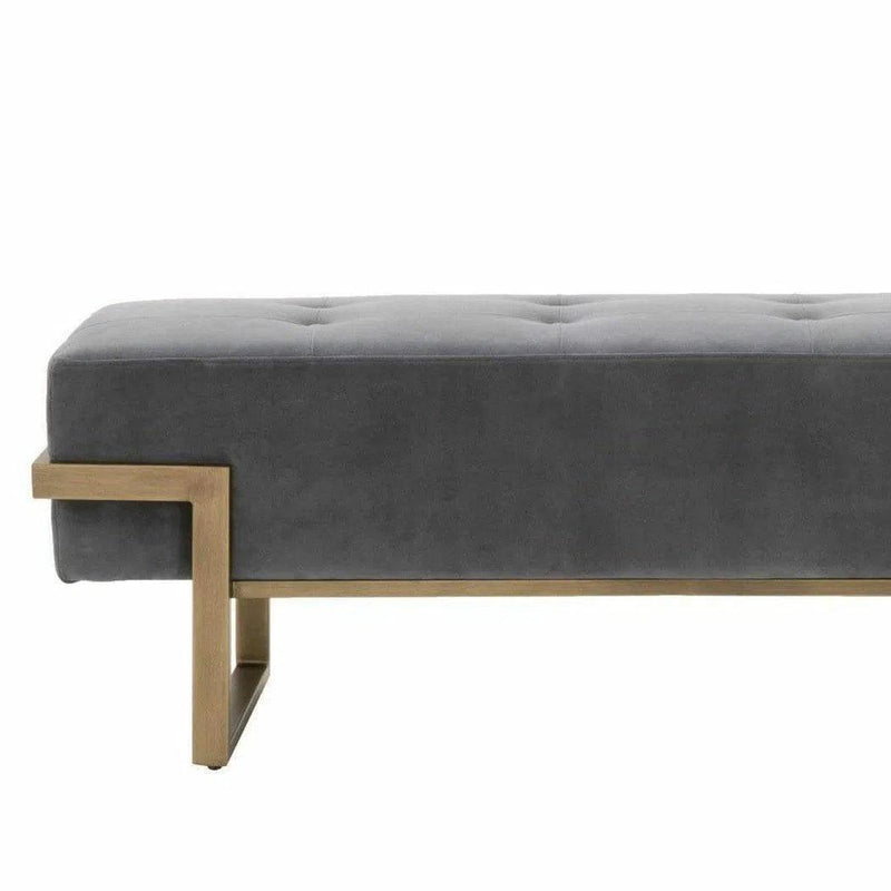 Fiona Upholstered Bench Blush Gray Velvet Brass Bedroom Benches LOOMLAN By Essentials For Living