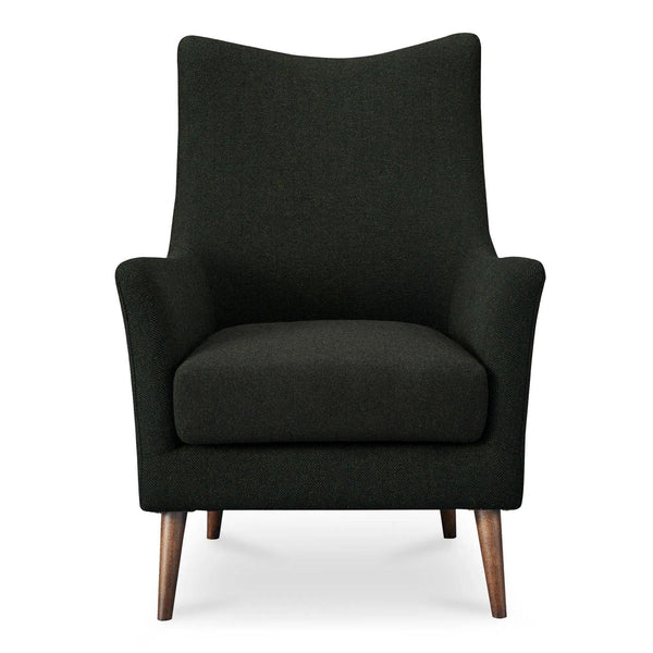 Fisher Solid Rubber Wood Black Armchair With Wool Blend Club Chairs LOOMLAN By Moe's Home