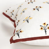 Flanged Floral Rust Throw Pillow With Down Insert Throw Pillows LOOMLAN By LOOMLAN