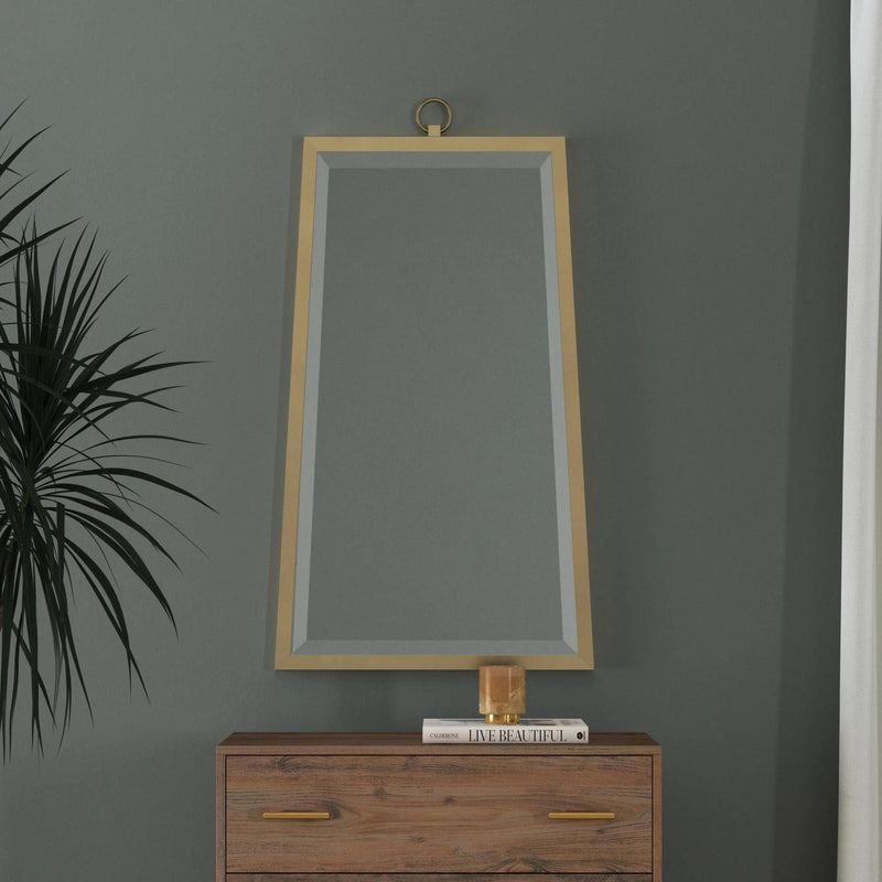 Floris Metal Gold Vertical Wall Mirror Wall Mirrors LOOMLAN By Bassett Mirror