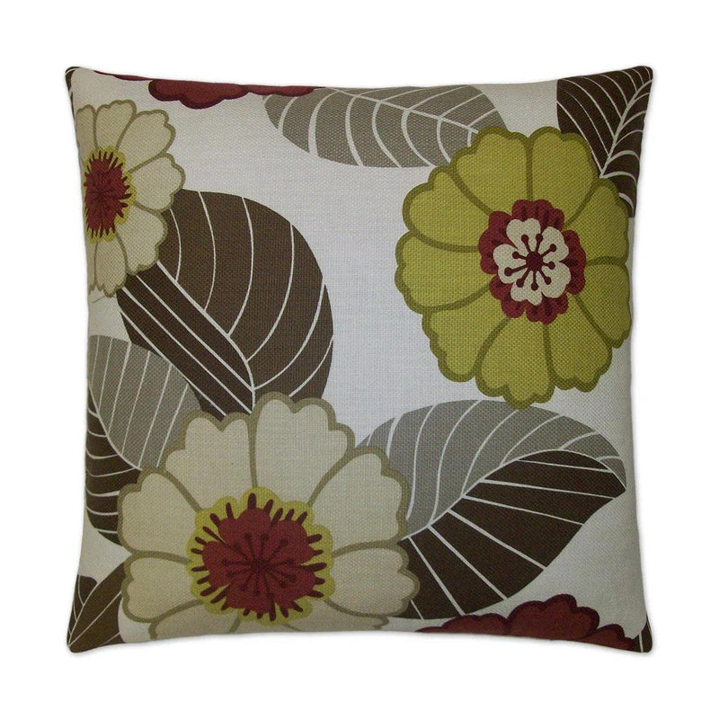 Flower Power Chartreuse Multi Color Throw Pillow With Insert Throw Pillows LOOMLAN By D.V. Kap