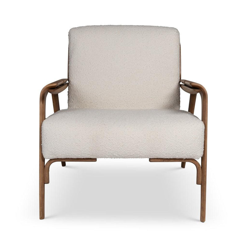 Fly Boucle Upholstered Ivory Accent Arm Chair Club Chairs LOOMLAN By Urbia