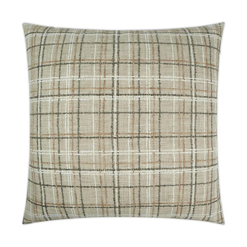 Foothills Plaid Check Tan Taupe Large Throw Pillow With Insert Throw Pillows LOOMLAN By D.V. Kap