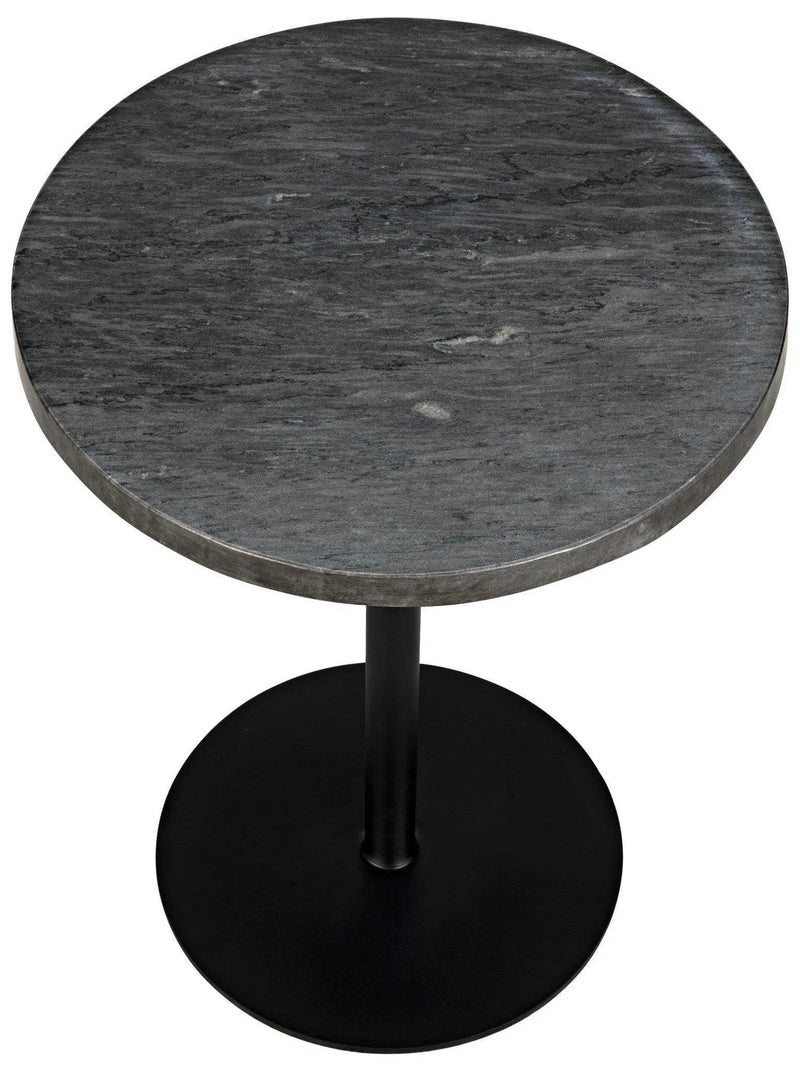 Ford Steel and Marble Tall Round Side Table Side Tables LOOMLAN By Noir