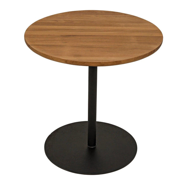 Ford Teak Wooda and Steel Base Small Round Side Table Side Tables LOOMLAN By Noir