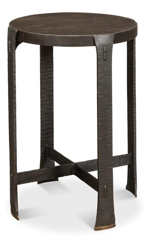 Forged Slats Side Table Grey Moleskin Finish Side Tables LOOMLAN By Sarreid