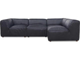 Form Black Leather Convertible Modular Sectional Couch 4PC Lounge Sectional Modular Sofas LOOMLAN By Moe's Home