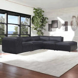 Form Black Leather Corner Chair Modular Component Convertible Leather Sectional Modular Components LOOMLAN By Moe's Home