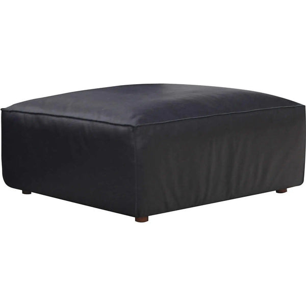 Form Black Leather Ottoman Modular Component Convertible Leather Sectional Modular Components LOOMLAN By Moe's Home