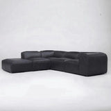 Form Black Leather Ottoman Modular Component Convertible Leather Sectional Modular Components LOOMLAN By Moe's Home