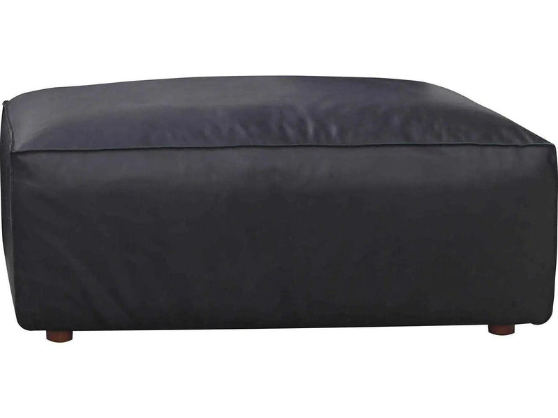 Form Black Leather Ottoman Modular Component Convertible Leather Sectional Modular Components LOOMLAN By Moe's Home