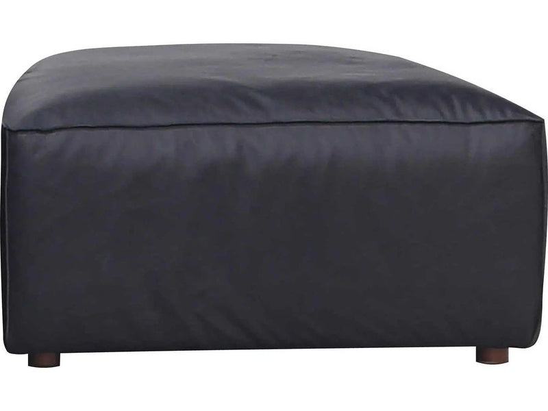 Form Black Leather Ottoman Modular Component Convertible Leather Sectional Modular Components LOOMLAN By Moe's Home