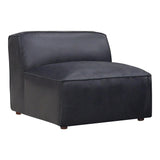 Form Black Leather Slipper Chair Modular Component Convertible Leather Sectional Modular Components LOOMLAN By Moe's Home