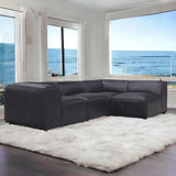 Form Black Leather Slipper Chair Modular Component Convertible Leather Sectional Modular Components LOOMLAN By Moe's Home