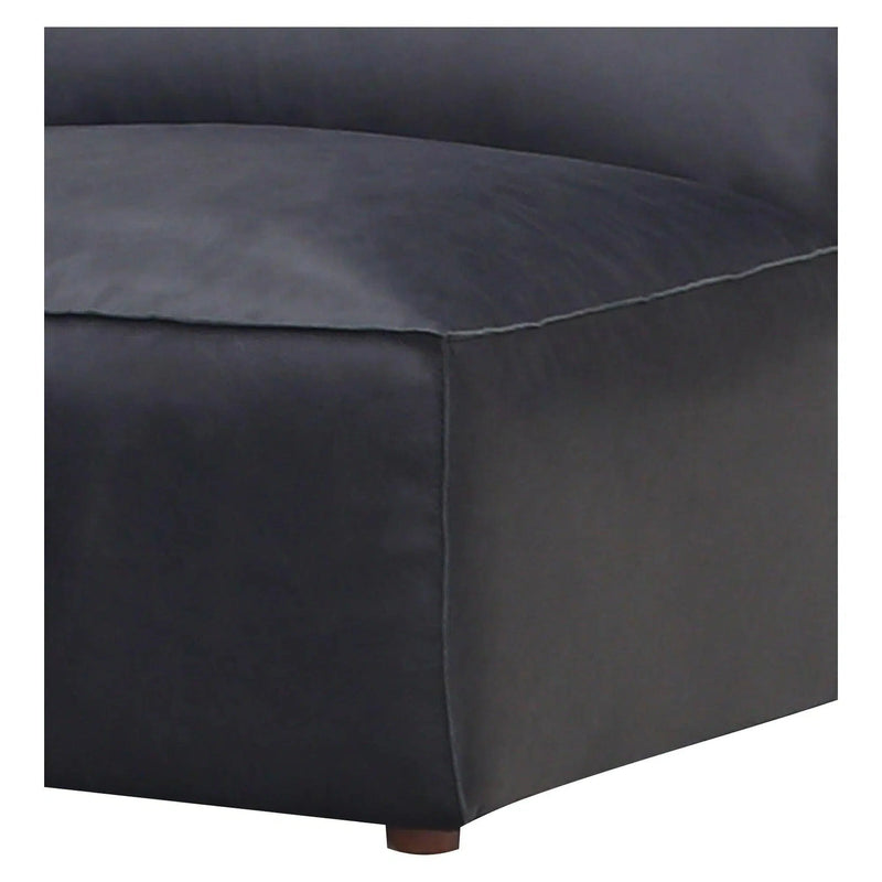 Form Black Leather Slipper Chair Modular Component Convertible Leather Sectional Modular Components LOOMLAN By Moe's Home