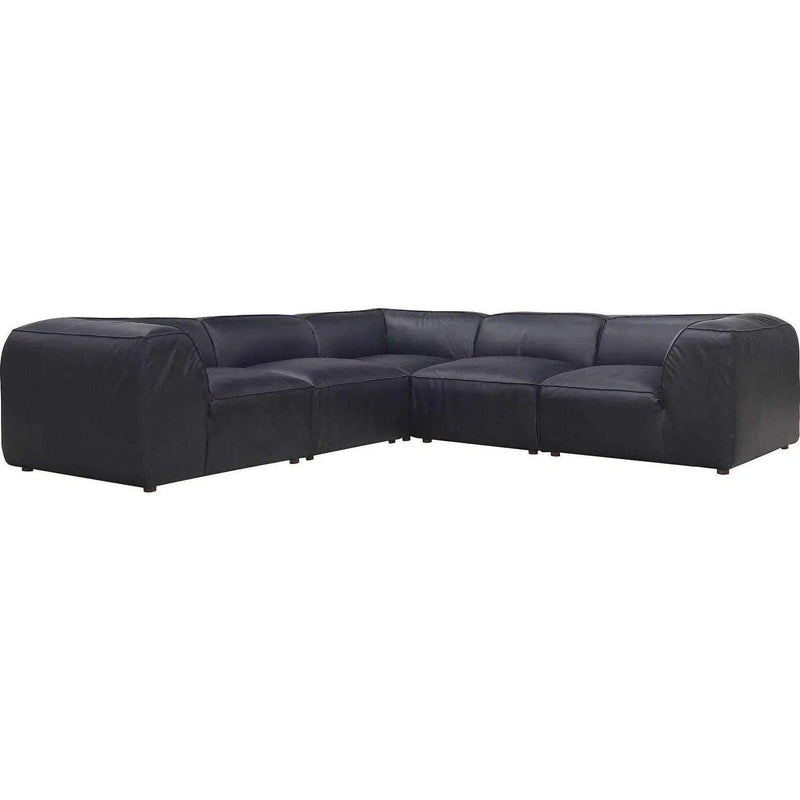 Form Black Modular Leather Sectional Couch 5PC Convertible Leather Sectional Modular Sofas LOOMLAN By Moe's Home