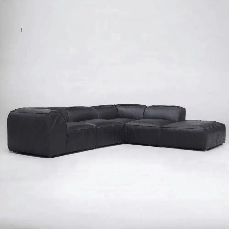 Form Black Modular Sectional Couch 5PC Convertible Leather With Ottoman Modular Sofas LOOMLAN By Moe's Home