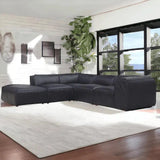 Form Black Modular Sectional Couch 5PC Convertible Leather With Ottoman Modular Sofas LOOMLAN By Moe's Home