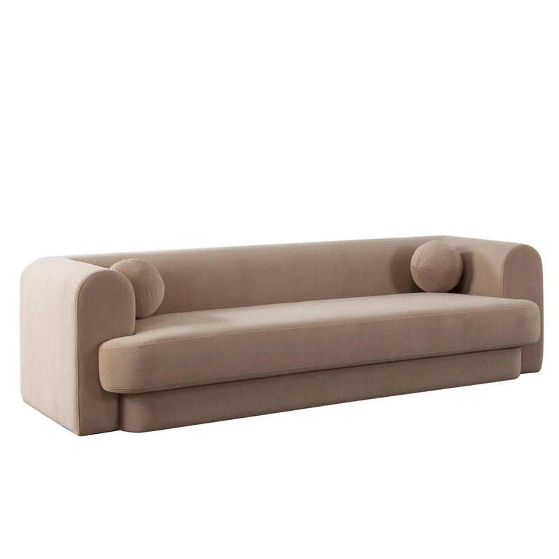 Form Camel Performance Velvet Sofa With 2 Accent Pillow Balls Sofas & Loveseats LOOMLAN By Diamond Sofa