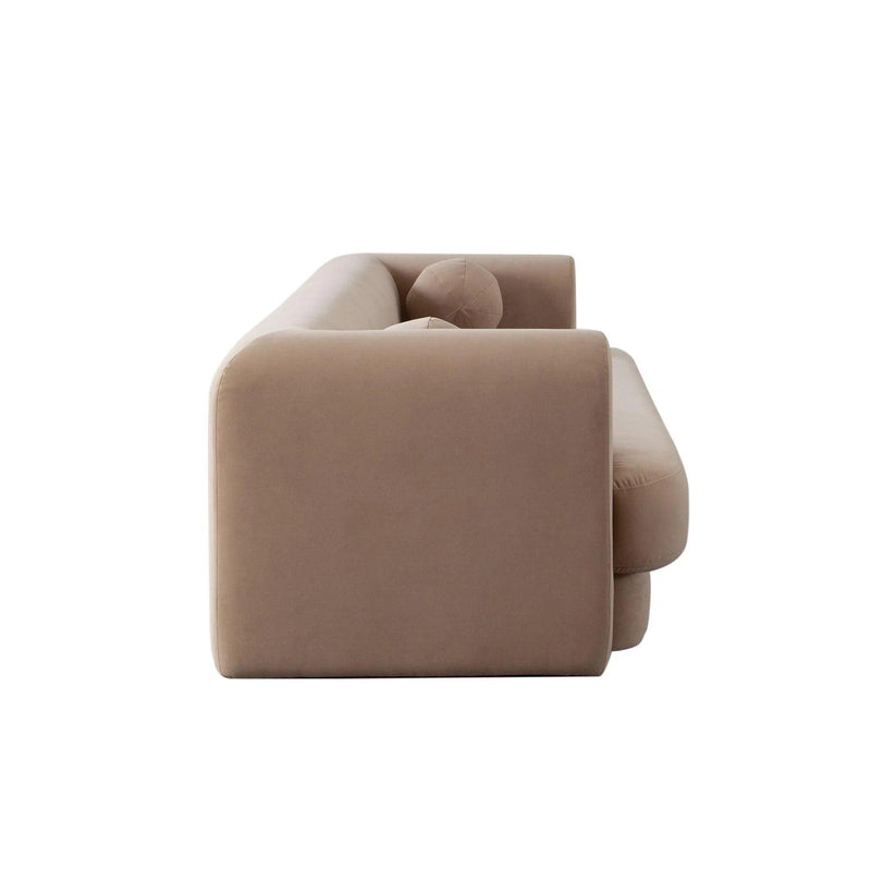 Form Camel Performance Velvet Sofa With 2 Accent Pillow Balls Sofas & Loveseats LOOMLAN By Diamond Sofa