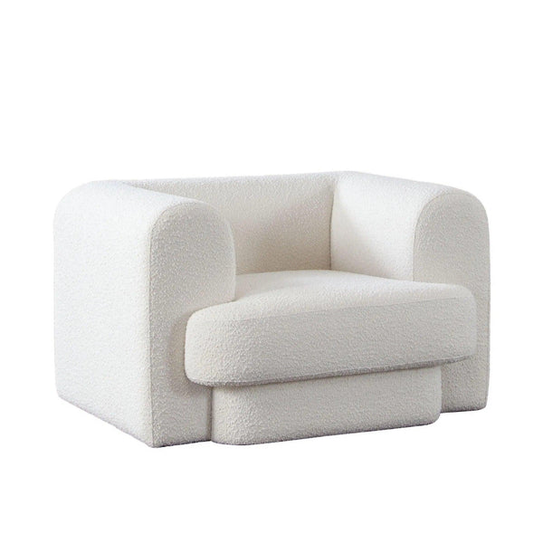 Form Ivory Boucle Fabric Arm Chair Club Chairs LOOMLAN By Diamond Sofa