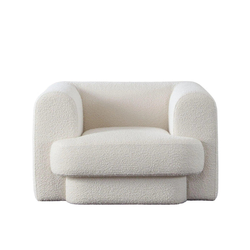 Form Ivory Boucle Fabric Arm Chair Club Chairs LOOMLAN By Diamond Sofa