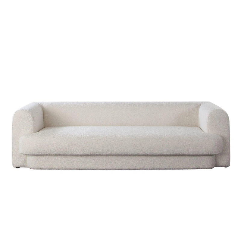 Form Ivory Boucle Fabric Sofa With 2 Accent Pillow Balls Sofas & Loveseats LOOMLAN By Diamond Sofa