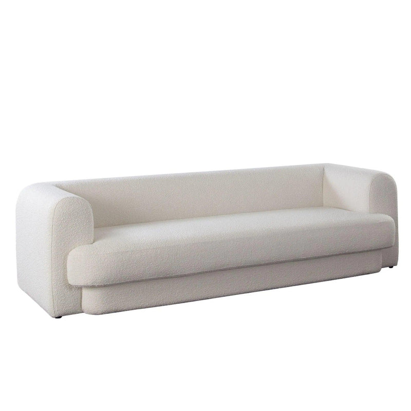 Form Ivory Boucle Fabric Sofa With 2 Accent Pillow Balls Sofas & Loveseats LOOMLAN By Diamond Sofa