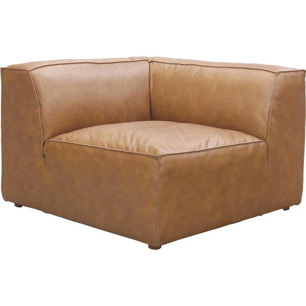 Form Tan Modular Leather Sectional Couch 4PC Convertible Modular Sofas LOOMLAN By Moe's Home