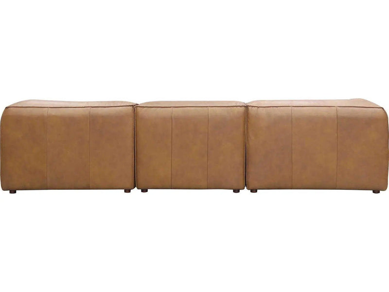 Form Tan Modular Leather Sectional Couch 4PC Convertible Modular Sofas LOOMLAN By Moe's Home