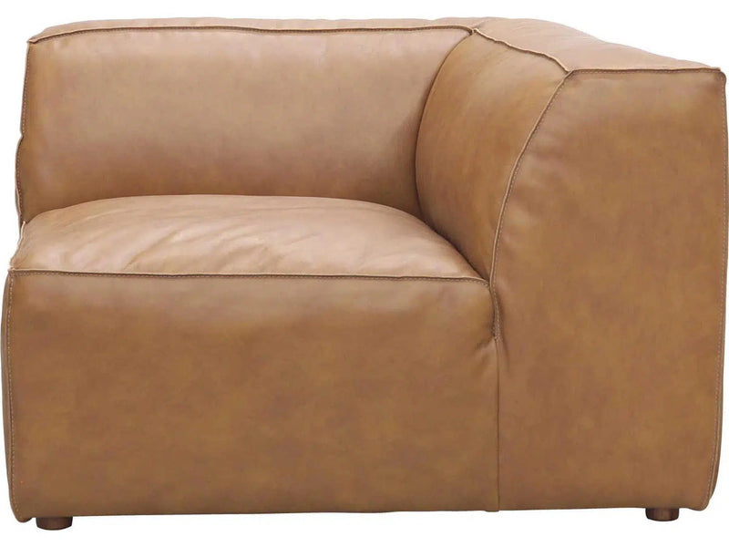 Form Tan Modular Leather Sectional With Ottoman 5PC Convertible Modular Sofas LOOMLAN By Moe's Home