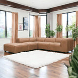 Form Tan Modular Leather Sectional With Ottoman 5PC Convertible Modular Sofas LOOMLAN By Moe's Home