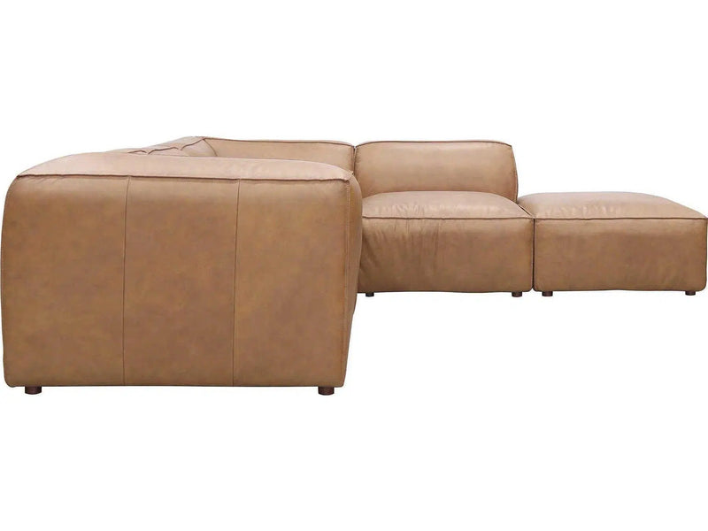 Form Tan Modular Leather Sectional With Ottoman 5PC Convertible Modular Sofas LOOMLAN By Moe's Home