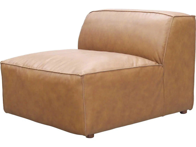 Form Tan Modular Leather Sectional With Ottoman 5PC Convertible Modular Sofas LOOMLAN By Moe's Home