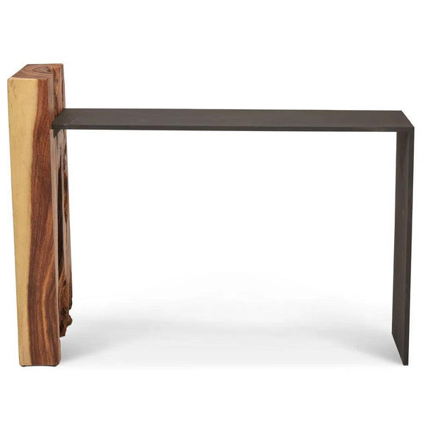 Fortis Natural Solid Chamcha Wood Rectangular Console Table Console Tables LOOMLAN By Urbia