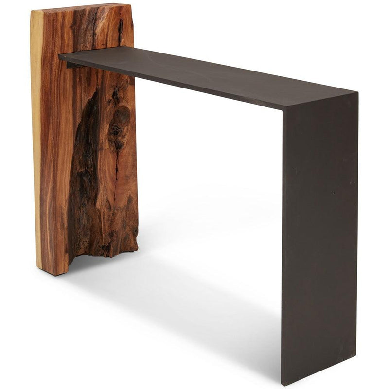 Fortis Natural Solid Chamcha Wood Rectangular Console Table Console Tables LOOMLAN By Urbia