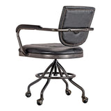 Foster Swivel Desk Chair Top Grain Black Leather Office Chairs LOOMLAN By Moe's Home