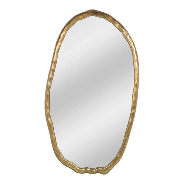 Foundry Aluminum Gold Oval Wall Mirror Wall Mirrors LOOMLAN By Moe's Home