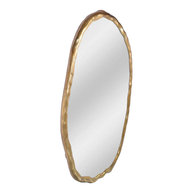 Foundry Aluminum Gold Oval Wall Mirror Wall Mirrors LOOMLAN By Moe's Home