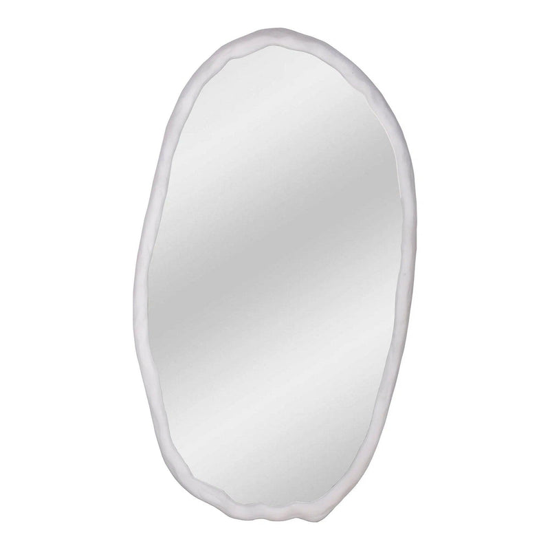 Foundry Aluminum White Oval Wall Mirror Wall Mirrors LOOMLAN By Moe's Home