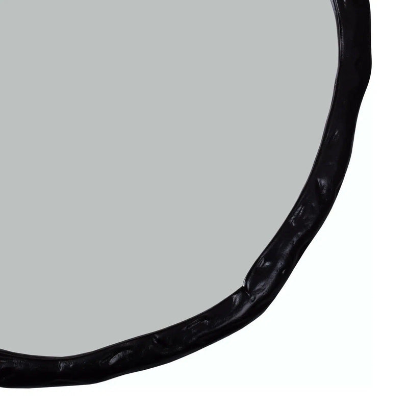 Foundry Large Black Decorative Wall Mirror Round Wall Mirrors LOOMLAN By Moe's Home