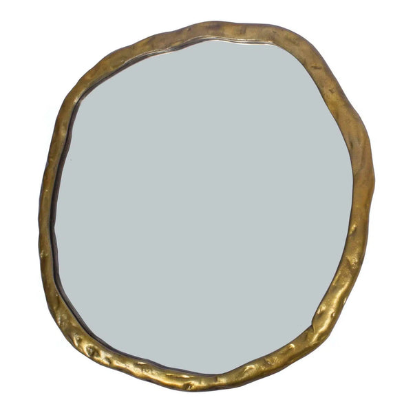 Foundry Large Gold Decorative Wall Mirror Round Wall Mirrors LOOMLAN By Moe's Home