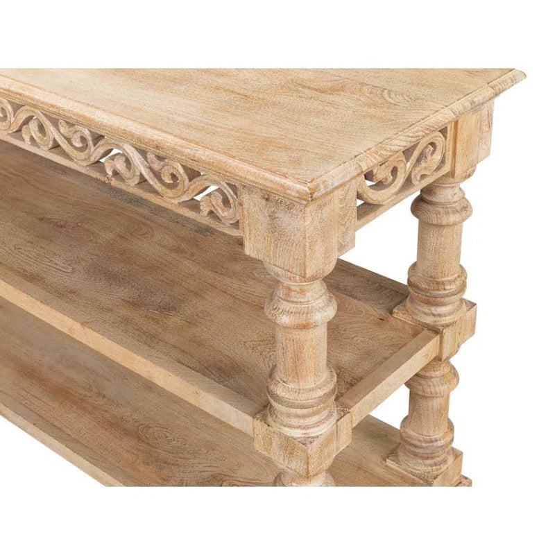 Fowler Carved Console With Shelf Solid Wood Console Tables LOOMLAN By Sarreid