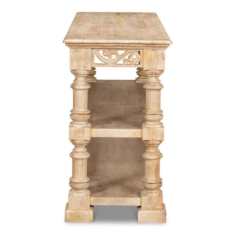 Fowler Carved Console With Shelf Solid Wood Console Tables LOOMLAN By Sarreid